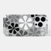 Coque Pour iPhone 14 Plus Fleurs Abstraites Gris noir blanc (Verso Horizontal)