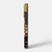 Coque Pour iPhone 14 Plus Fleurs noires et or 3D (Côté gauche)