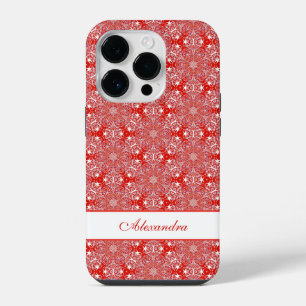 Coque Pour iPhone 14 Plus Flocon de Noël Étoile Motif Personnalisé Rouge
