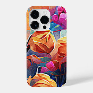 Coque Pour iPhone 14 Plus Floral Abstract Art Orange Red Blue Flowers