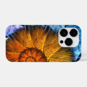 Coque Pour iPhone 14 Plus Floral Orange Bleu Jaune Art Abstrait (Verso Horizontal)