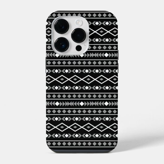 Coque Pour iPhone 14 Plus Formes Aztec Motif gris noir (Verso)