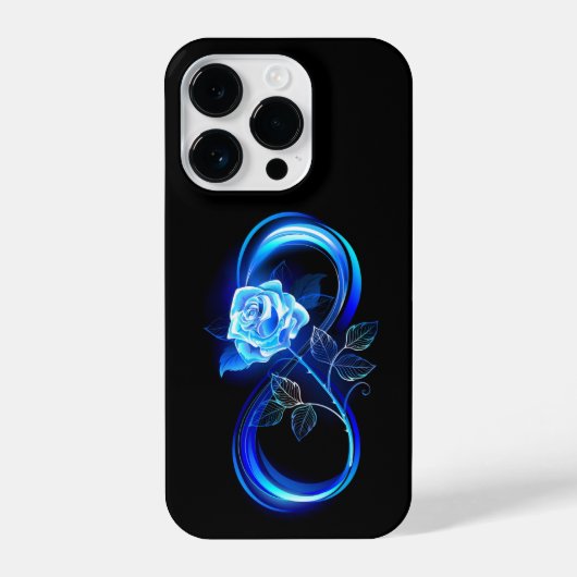 Coque Pour iPhone 14 Plus Glowing infinity with blue rose (Verso)