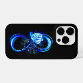 Coque Pour iPhone 14 Plus Glowing infinity with blue rose (Verso Horizontal)