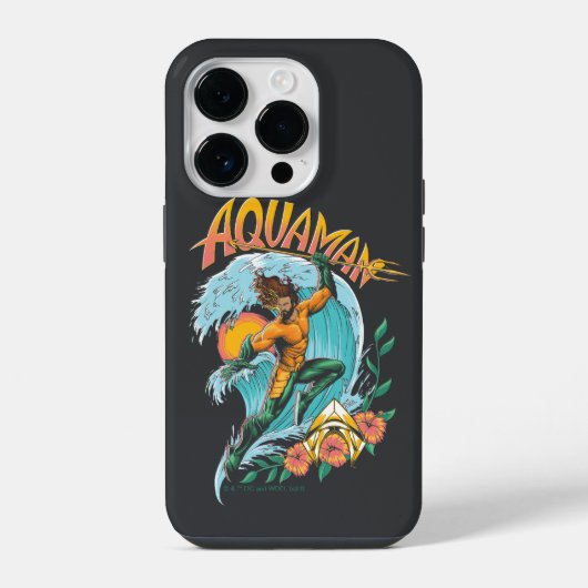 Coque Pour iPhone 14 Plus Graphique du Surf de levage Aquaman et Trident (Verso)
