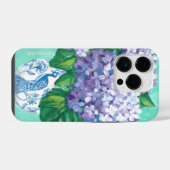 Coque Pour iPhone 14 Plus Hydrangées dans Peacock Vase (Verso Horizontal)