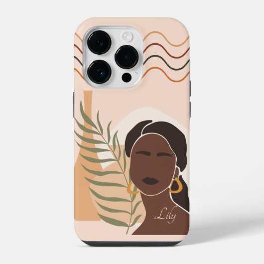 Coque Pour iPhone 14 Plus Illustration de femme boho abstraite, Boho Chic (Verso)