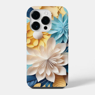 Coque Pour iPhone 14 Plus imaginaire floral bleu et jaune 3D