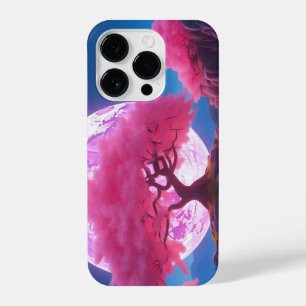 Coque Pour iPhone 14 Plus Imaginaire rose cerisier fleuri Arbre rose Lune