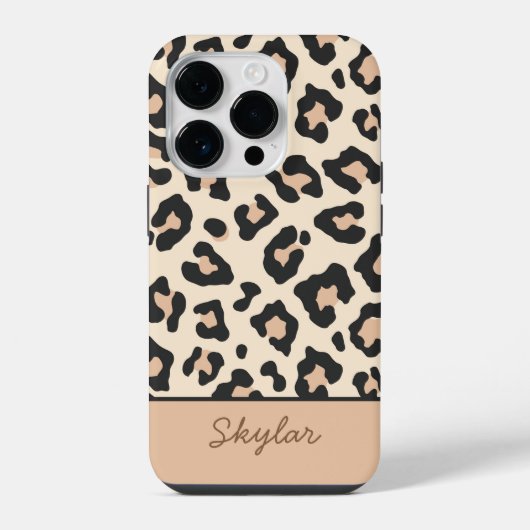 Coque Pour iPhone 14 Plus Impression d'animal de léopard guépard Nom cursif  (Verso)