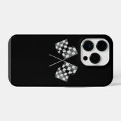 Coque Pour iPhone 14 Plus Indicateurs de course Chrome sur noir (Verso Horizontal)