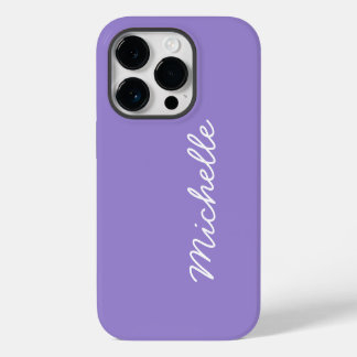 Coque Pour iPhone 14 Plus Indigo Violet & Blanc Nom ou Texte personnalisé
