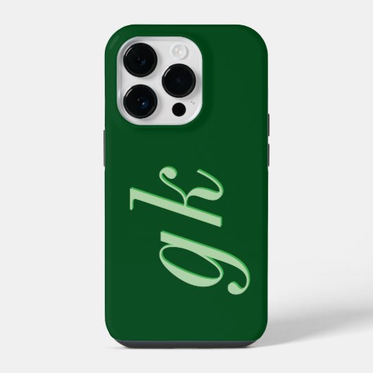 Coque Pour iPhone 14 Plus Initiales Monogramme Vert Élégant Moderne (Verso)