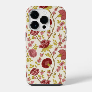 Coque Pour iPhone 14 Plus Jacobean Floral Grand Motif Reds Pinks Gold Creme