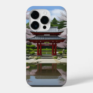 Coque Pour iPhone 14 Plus Japonais Sakura Cherry Blossom Garden Shrine Pond