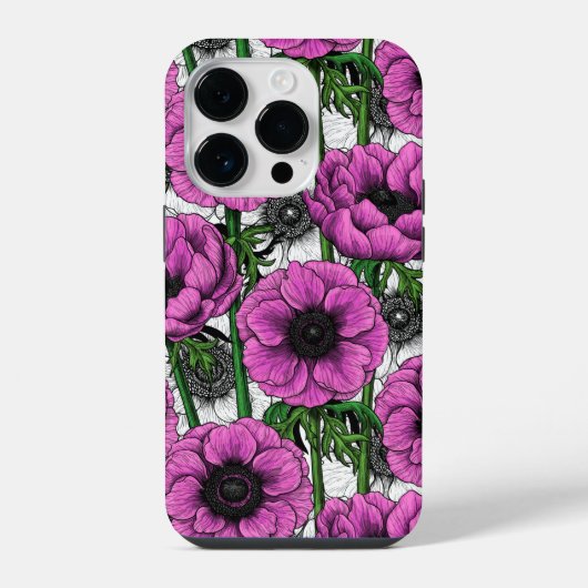 Coque Pour iPhone 14 Plus Jardin d'anémones roses (Verso)