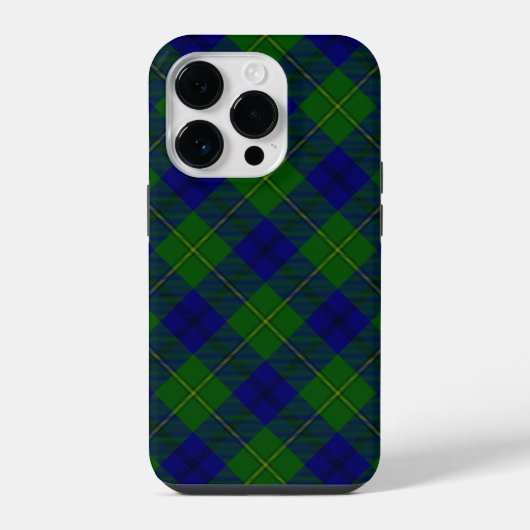 Coque Pour iPhone 14 Plus Johnstone tartan bleu vert plaid (Verso)