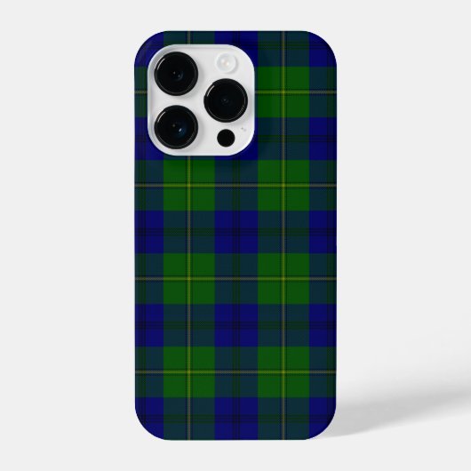 Coque Pour iPhone 14 Plus Johnstone tartan bleu vert plaid (Verso)