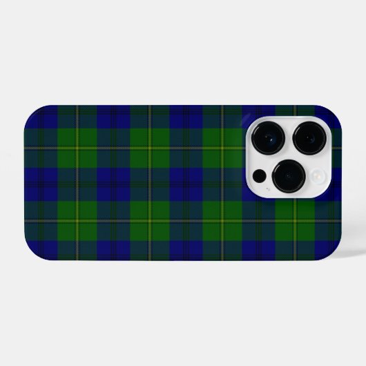 Coque Pour iPhone 14 Plus Johnstone tartan bleu vert plaid (Verso Horizontal)