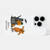 Coque Pour iPhone 14 Plus Joyeux Halloween ! Chien et araignée de chauve-sou (Verso Horizontal)