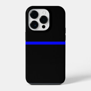 Coque Pour iPhone 14 Plus La ligne mince bleue symbolique horizontale noire