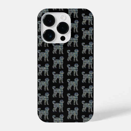 Coque Pour iPhone 14 Plus Labradoodle mignon Chien Grille Silhouette Noir (Verso)