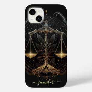 Coque Pour iPhone 14 Plus Libra zodiac noir et or Coque-Mate coque iphone