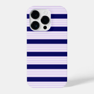 Coque Pour iPhone 14 Plus Lilac et rayures blanches motif avec bleu marine