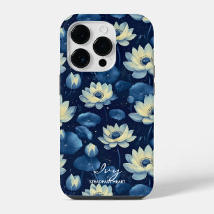 Coque Pour iPhone 14 Plus Lotus Fleur de Bien-être Jaune Clair et Bleu Profo