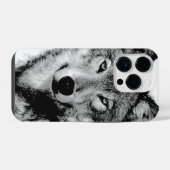Coque Pour iPhone 14 Plus Loup noir et blanc (Verso Horizontal)