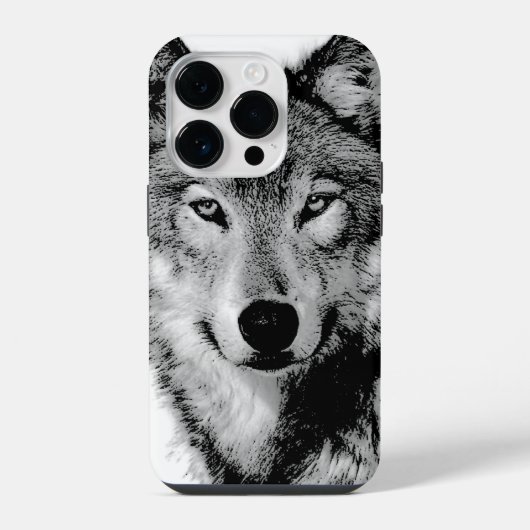 Coque Pour iPhone 14 Plus Loup noir et blanc (Verso)