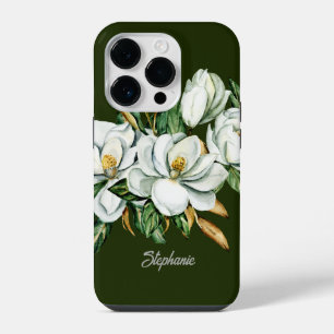 Coque Pour iPhone 14 Plus Magnolia Élégant Fleur Personnalisée Demoiselle d'