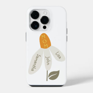 Coque Pour iPhone 14 Plus Maman Fleur Rétro, Noms d'enfants, Pétales Personn