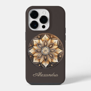 Coque Pour iPhone 14 Plus Mandala floral marron aquarelle personnalisé