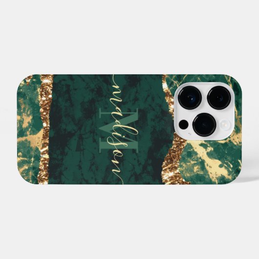 Coque Pour iPhone 14 Plus Marbre vert et or (Verso Horizontal)