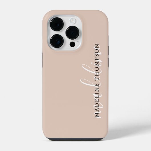 Coque Pour iPhone 14 Plus Moderne calligraphie script beige bohème (Verso)