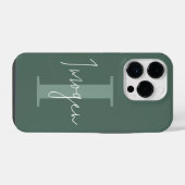 Coque Pour iPhone 14 Plus Moins moderne typographie monogramme vert sauge (Verso Horizontal)