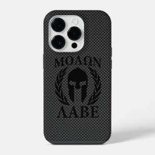 Coque Pour iPhone 14 Plus Molon Labe Warriors Laurels sur le carbone noir