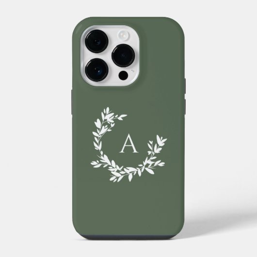 Coque Pour iPhone 14 Plus Monogramme botanique vert initial (Verso)