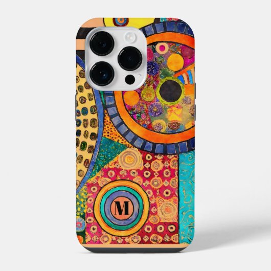 Coque Pour iPhone 14 Plus Monogramme de Motif de Patchwork Abstrait moderne (Verso)