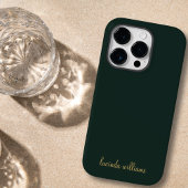 Coque Pour iPhone 14 Plus Monogramme de nom de script Charbon Moderne & Or C