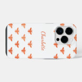 Coque Pour iPhone 14 Plus Monogramme de nom en or rose abeille script (Verso Horizontal)