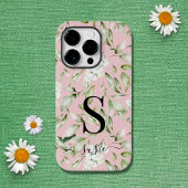 Coque Pour iPhone 14 Plus Monogramme floral de nom de script protecteur