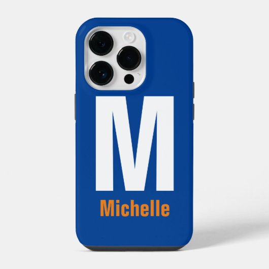 Coque Pour iPhone 14 Plus Monogramme Initiale de Votre Nom Moderne Simple Mi (Verso)