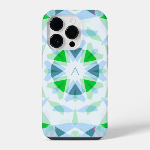 Coque Pour iPhone 14 Plus Monogramme Mignon Bleu Joli Vert Magie Étoile Fill