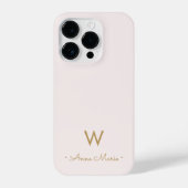 Coque Pour iPhone 14 Plus Monogramme moderne Blush Pink Gold Script (Verso)