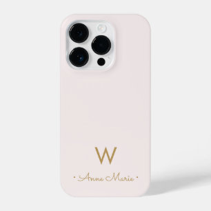 Coque Pour iPhone 14 Plus Monogramme moderne Blush Pink Gold Script