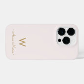 Coque Pour iPhone 14 Plus Monogramme moderne Blush Pink Gold Script (Verso Horizontal)