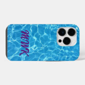 Coque Pour iPhone 14 Plus Monogramme Réflexion d'eau bleue (Verso Horizontal)