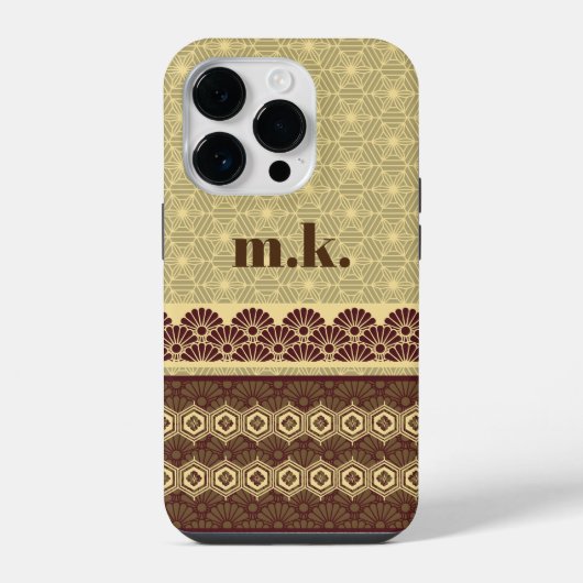 Coque Pour iPhone 14 Plus Motif à fleurs d'or classique Monogram (Verso)
